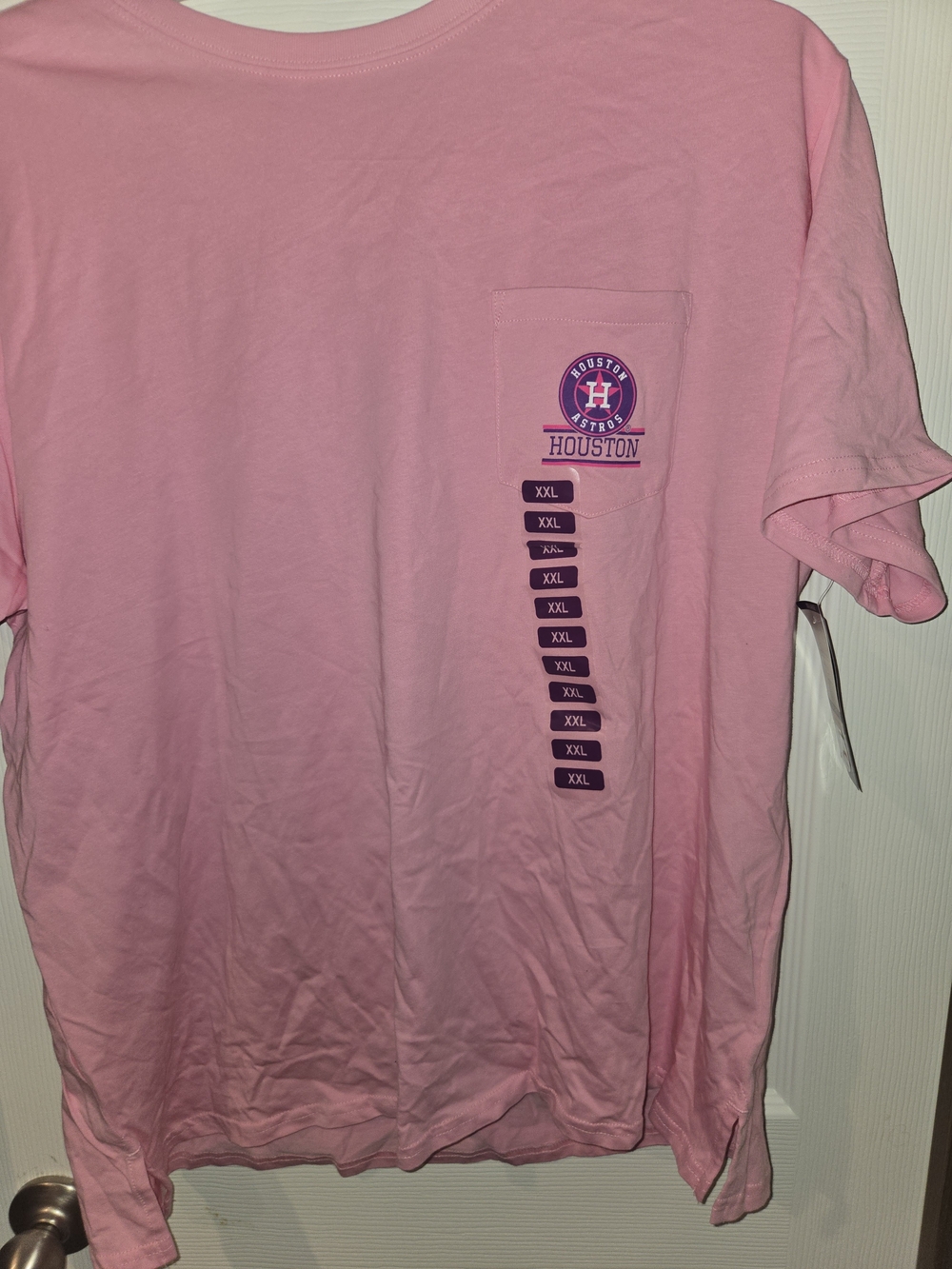 Majestic Houston Astros Pink Short Sleeve Pocket Tee Xxl Womens